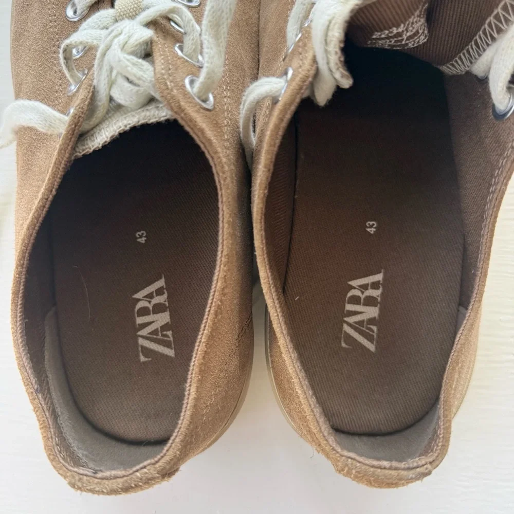Zara Split Leather Sneakers Camel Mens 10 Size 43